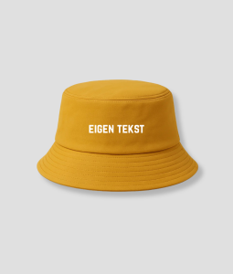 Bucket hat eigen tekst Geel
