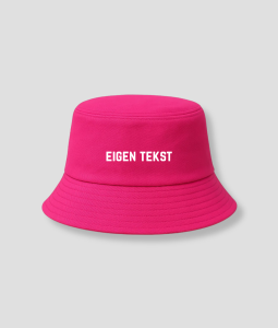 Bucket hat eigen tekst Donkerroze