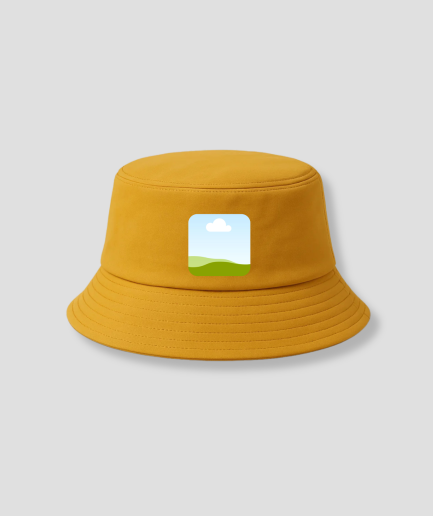 gele buckethat met eigen foto