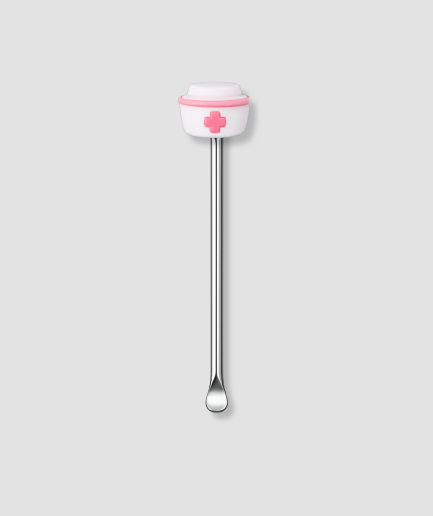 Zilver mini schepje met witte verpleegstersmuts en roze kruis