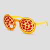 Gele feestbril in de vorm van pizzapunten met pepperoni