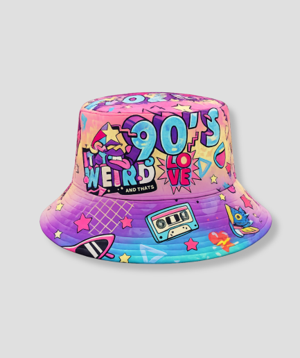 Kleurrijke bucket hat met hartjesprint