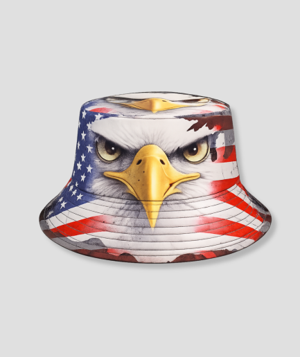 Witte bucket hat met adelaar vlag print