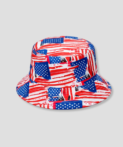 Bucket hat met Amerikaanse vlag print
