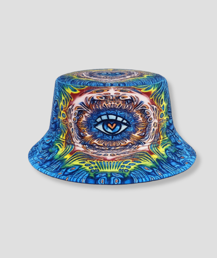 Bucket hat met kleurrijke mandala-oog print