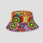 Bucket hat met kleurrijke psychedelische paisley print en bloemmotieven