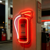 Brandblusser neon lamp, een brandblusser in rood en wit