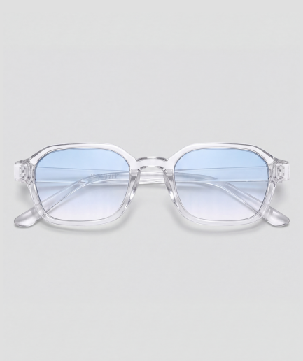 Calora, bril met transparant en zilver montuur en blauw en transparant glazen