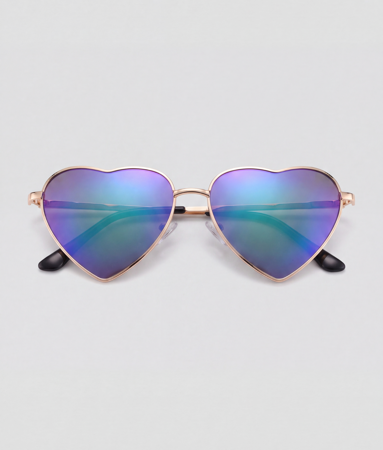 Deep blue heart, bril met goud montuur en blauw en paars glazen