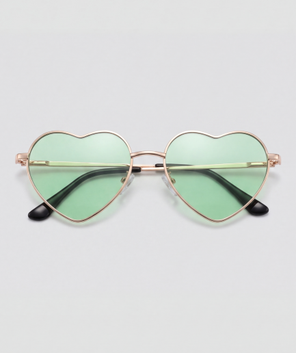 Green heart, bril met goud montuur en groen glazen