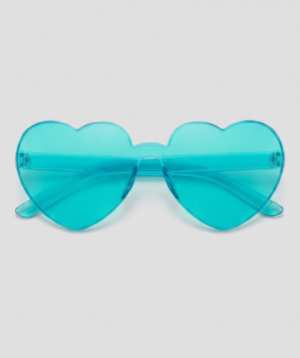 Hartjesbril, montuur blauw, glas blauw