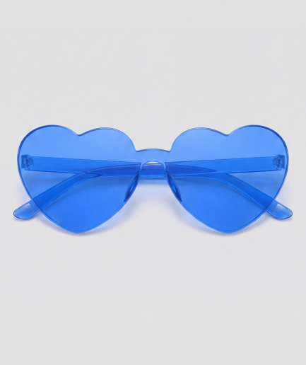 Hartjesbril, montuur blauw, glas blauw