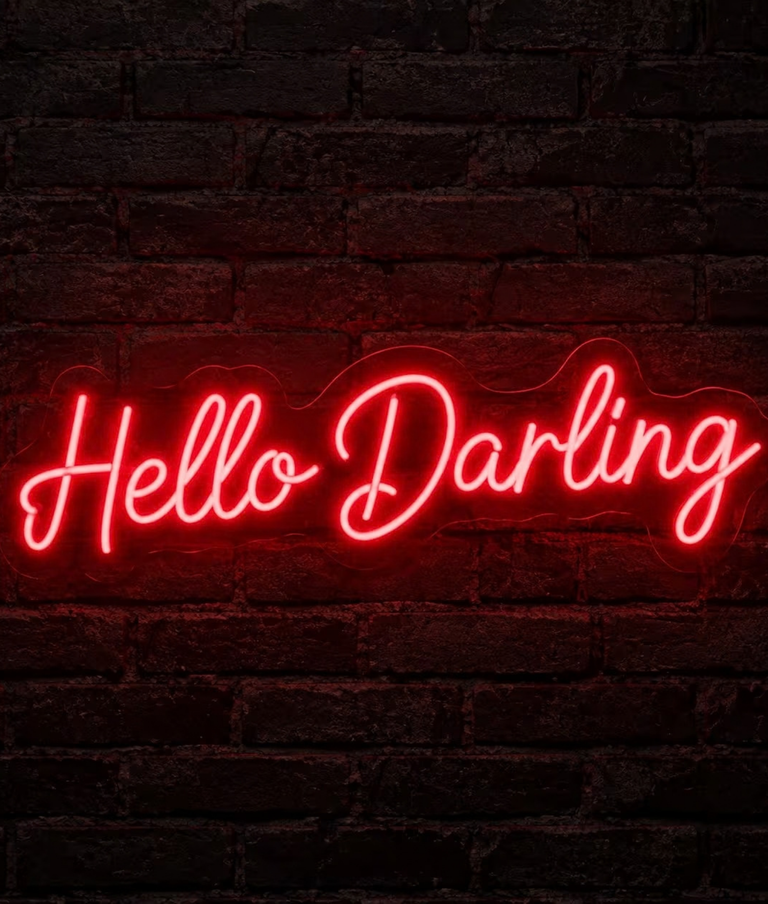 Hello Darling rood neon lamp, de tekst Hello Darling in rood