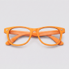 Partybril oranje, montuur oranje, glas transparant
