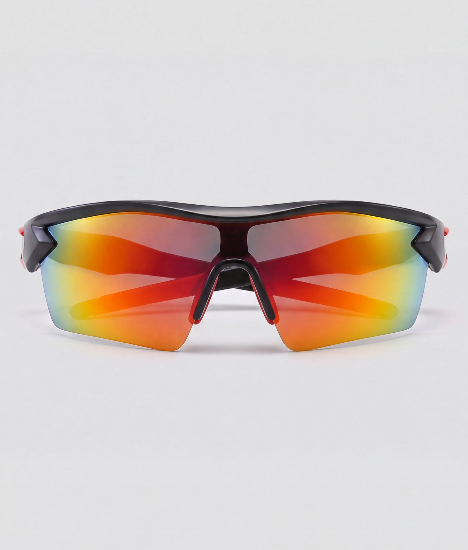 Pieken, bril met rood en zwart montuur en blauw en geel en groen en rood en roze glazen
