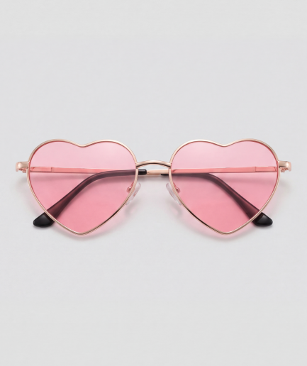 Pink heart, bril met goud montuur en roze glazen
