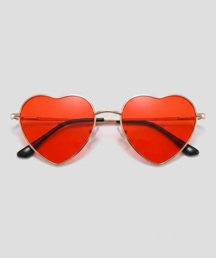 Red heart, montuur goud, glas rood