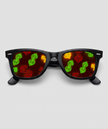 Spacebril dollars, montuur zwart, glas dollar effect