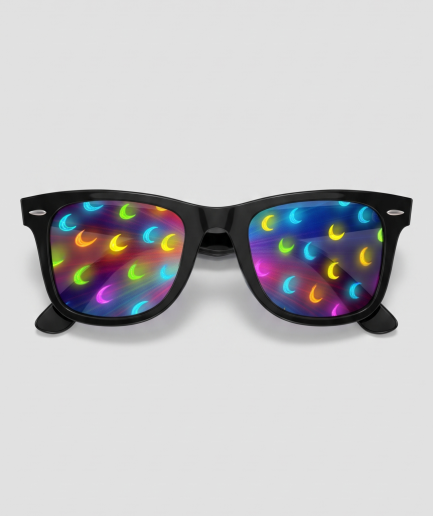 Spacebril maantjes, montuur zwart, glas maan effect