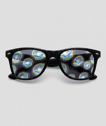 Spacebril schedel, montuur zwart, glas schedel effect