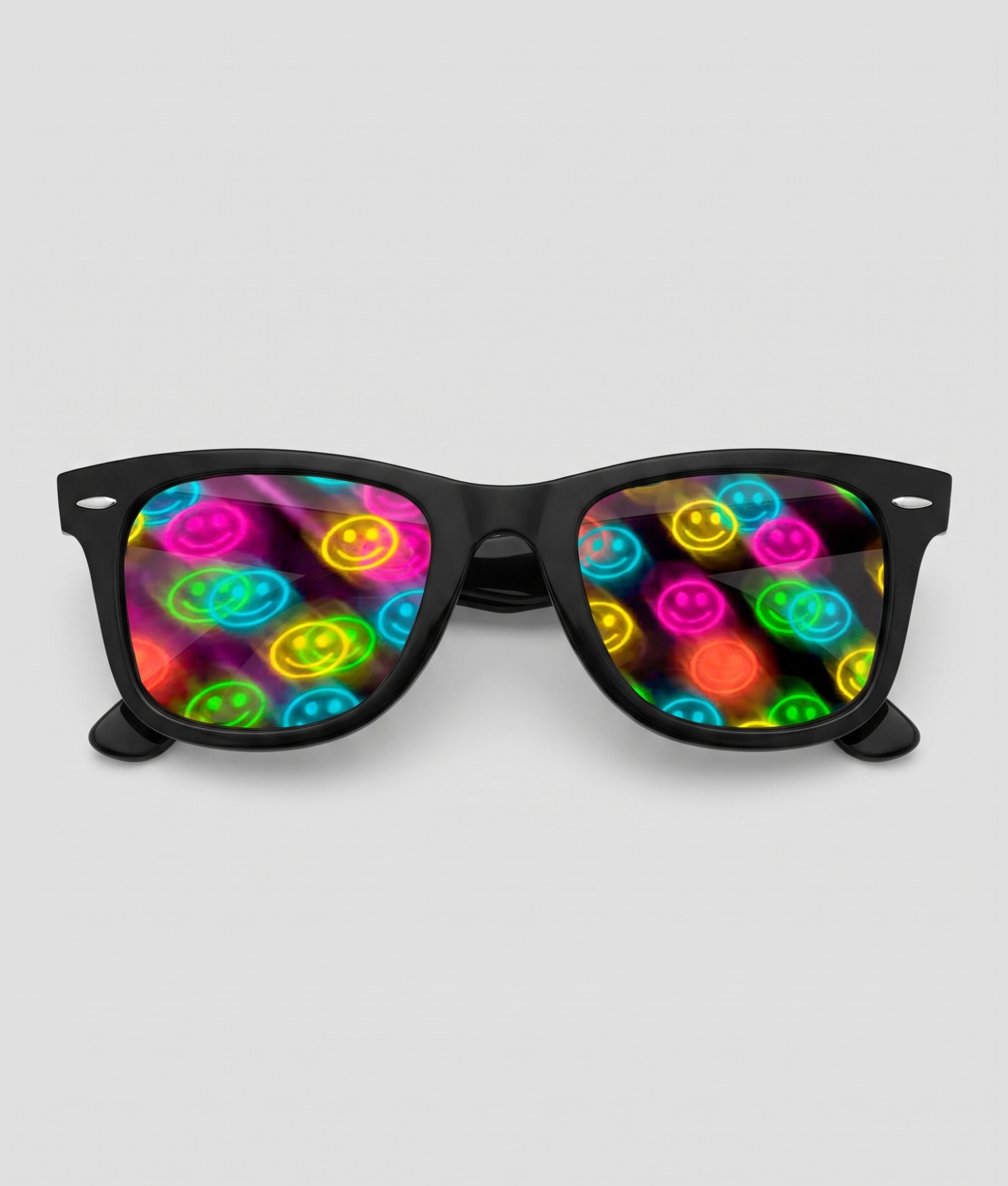 Spacebril smiley, montuur zwart, glas smiley effect