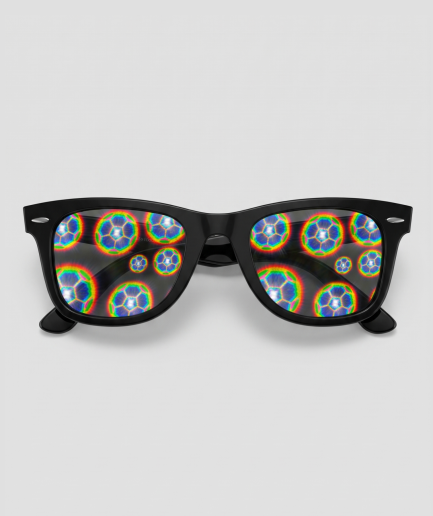 Spacebril voetbal, montuur zwart, glas voetbal effect