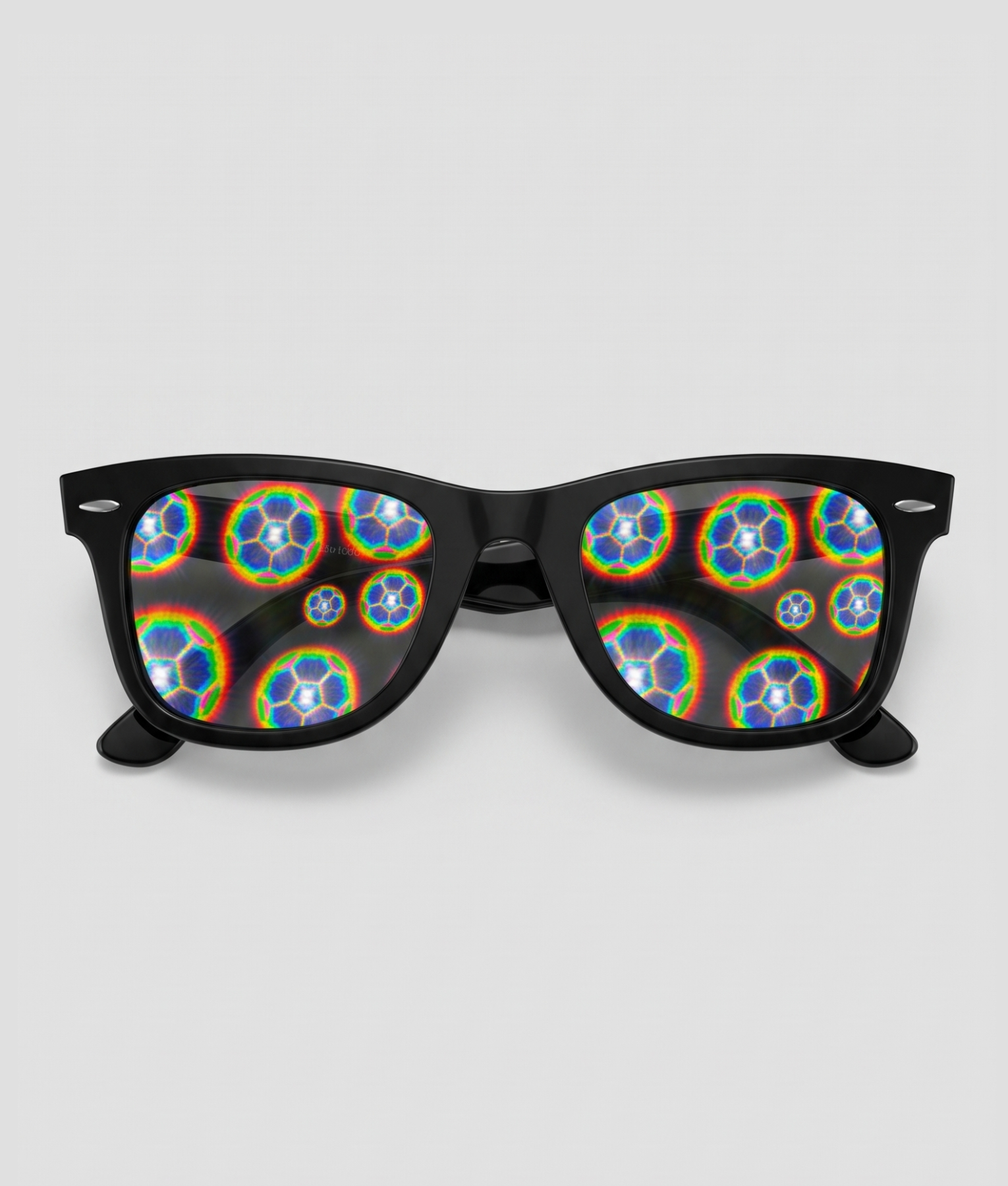 Spacebril voetbal, montuur zwart, glas voetbal effect