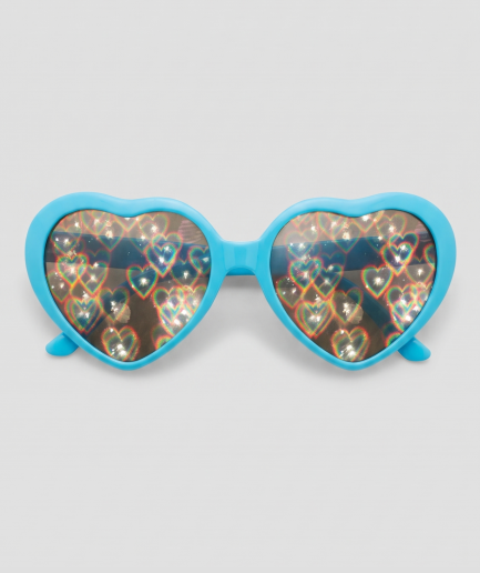 Spacy, montuur cyan, glas hartjes effect