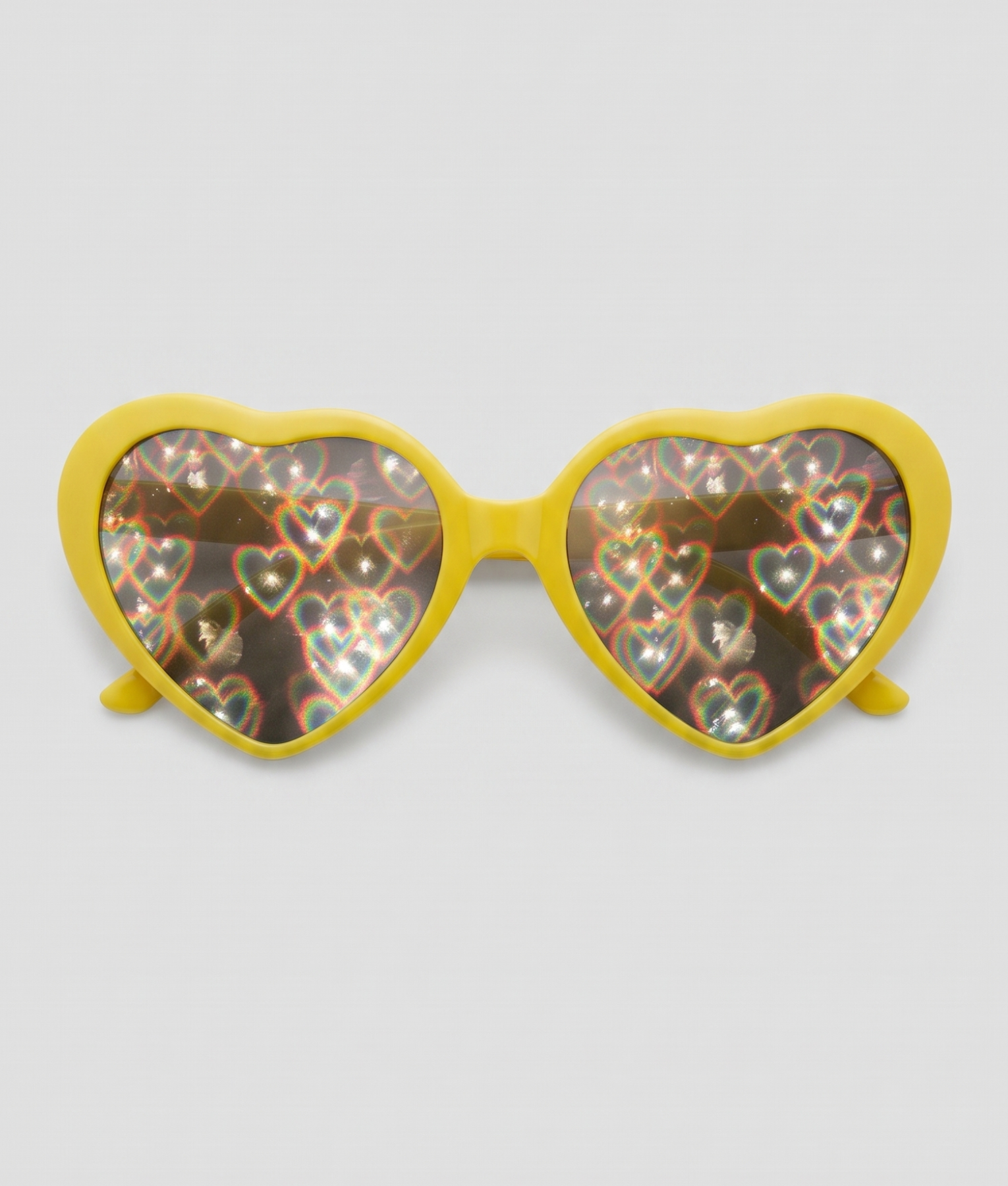 Spacy, montuur geel, glas hartjes effect