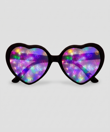 Spacy, montuur zwart, glas hartjes effect