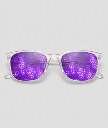 Transparante Spacebril hartjes, montuur transparant, glas hartjes effect