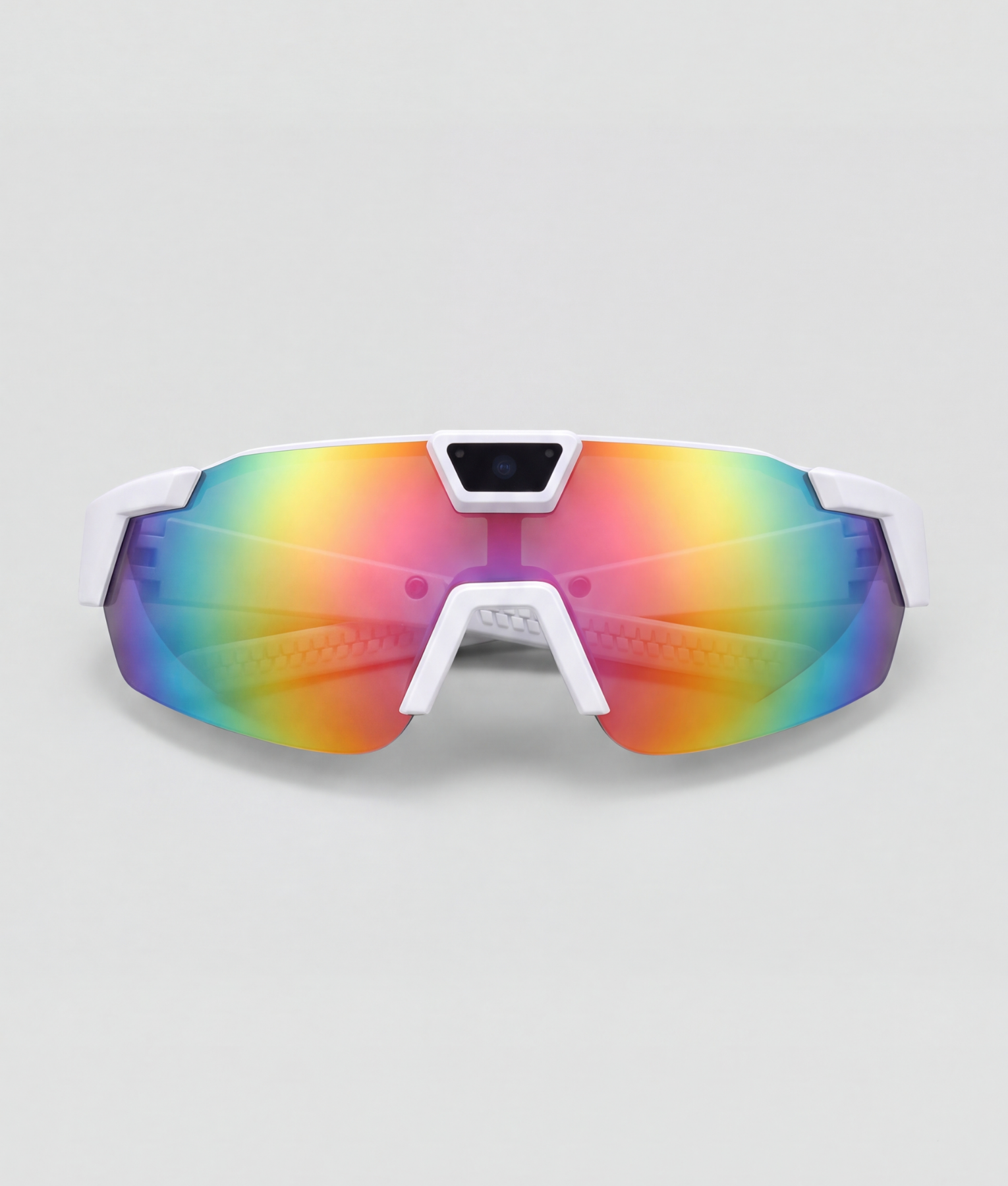 Video rave bril, bril met wit montuur en spiegelglazen glazen
