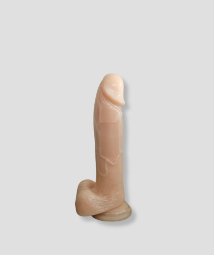 Kleine dildo, realistische huidkleurige dildo van 13 cm met ballen en zuignap
