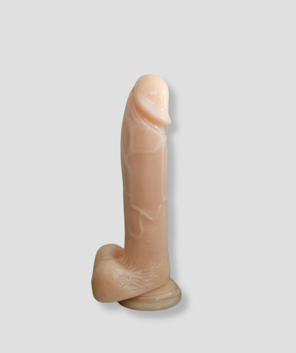 Zeer grote jongeheer, realistische huidkleurige dildo van 20 cm met ballen en zuignap
