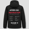 Après Ski Instructor winterjas zwart, achterkant met de gegevens van Davos, Zwitserland