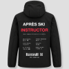Après Ski Instructor winterjas zwart, achterkant met de gegevens van Sälen, Zweden