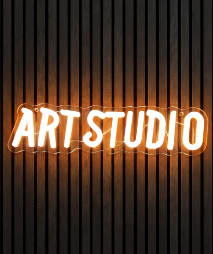 Art studio oranje neon lamp