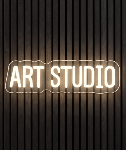 Art studio warm wit neon lamp