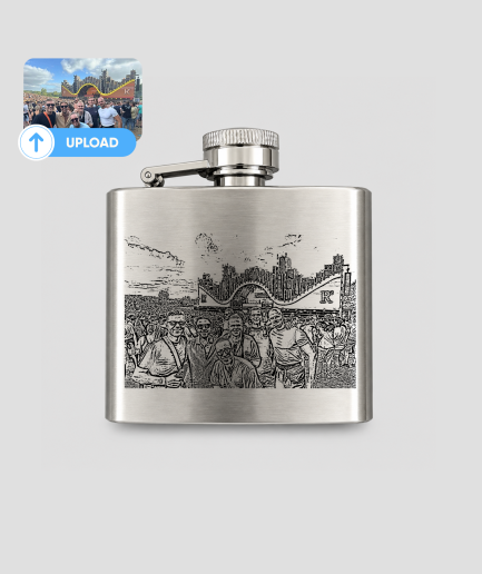 Geborstelde rvs heupfles van 80 ml met eigen foto