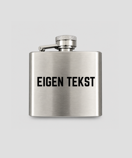 Geborstelde rvs heupfles van 80 ml met eigen tekst