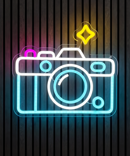 Fotocamera neon verlichting