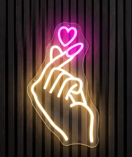 Hand met hartje 2 neon lamp