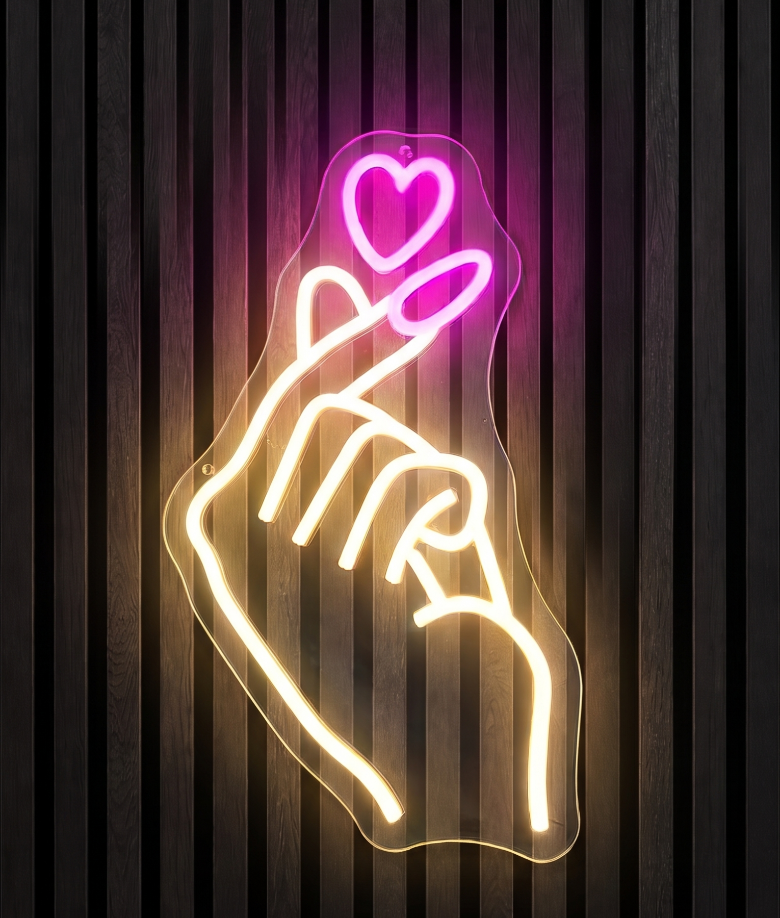 Hand met hartje 2 neon lamp