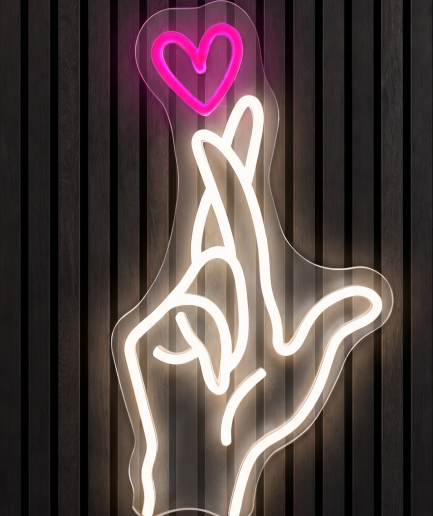 Hand met hartje 3 neon lamp