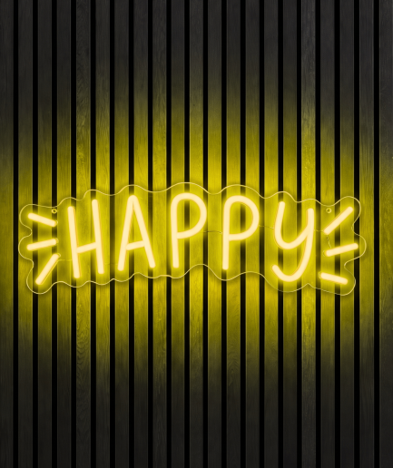 Happy geel neon verlichting