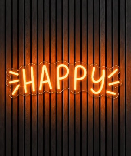 Happy oranje neon verlichting