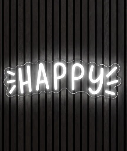 Happy wit neon verlichting