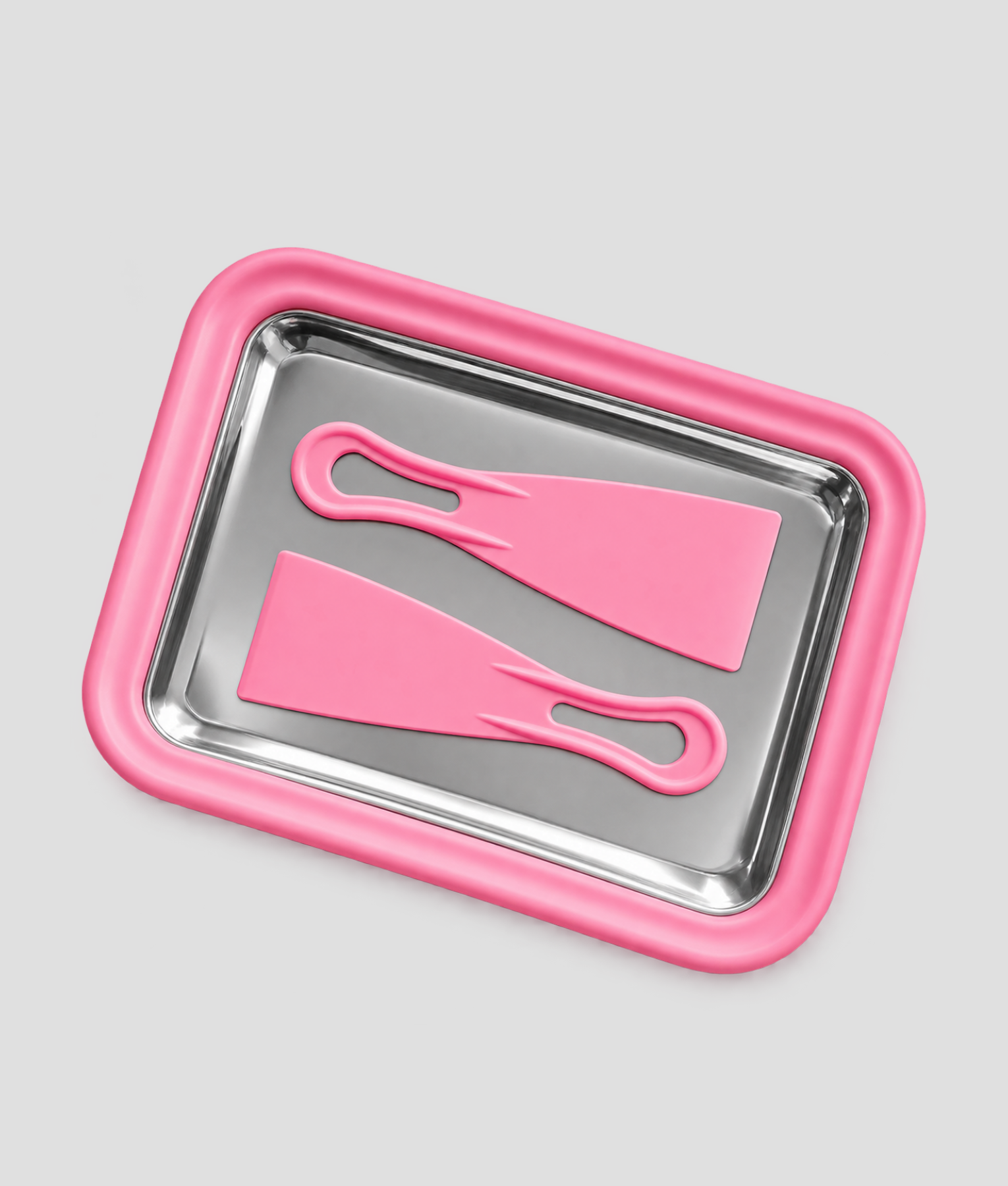 Lege ijsrolmaker roze met twee spatels