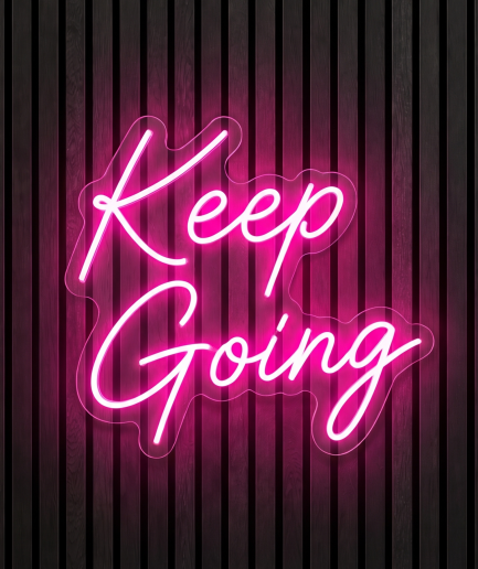 Keep Going roze neon verlichting