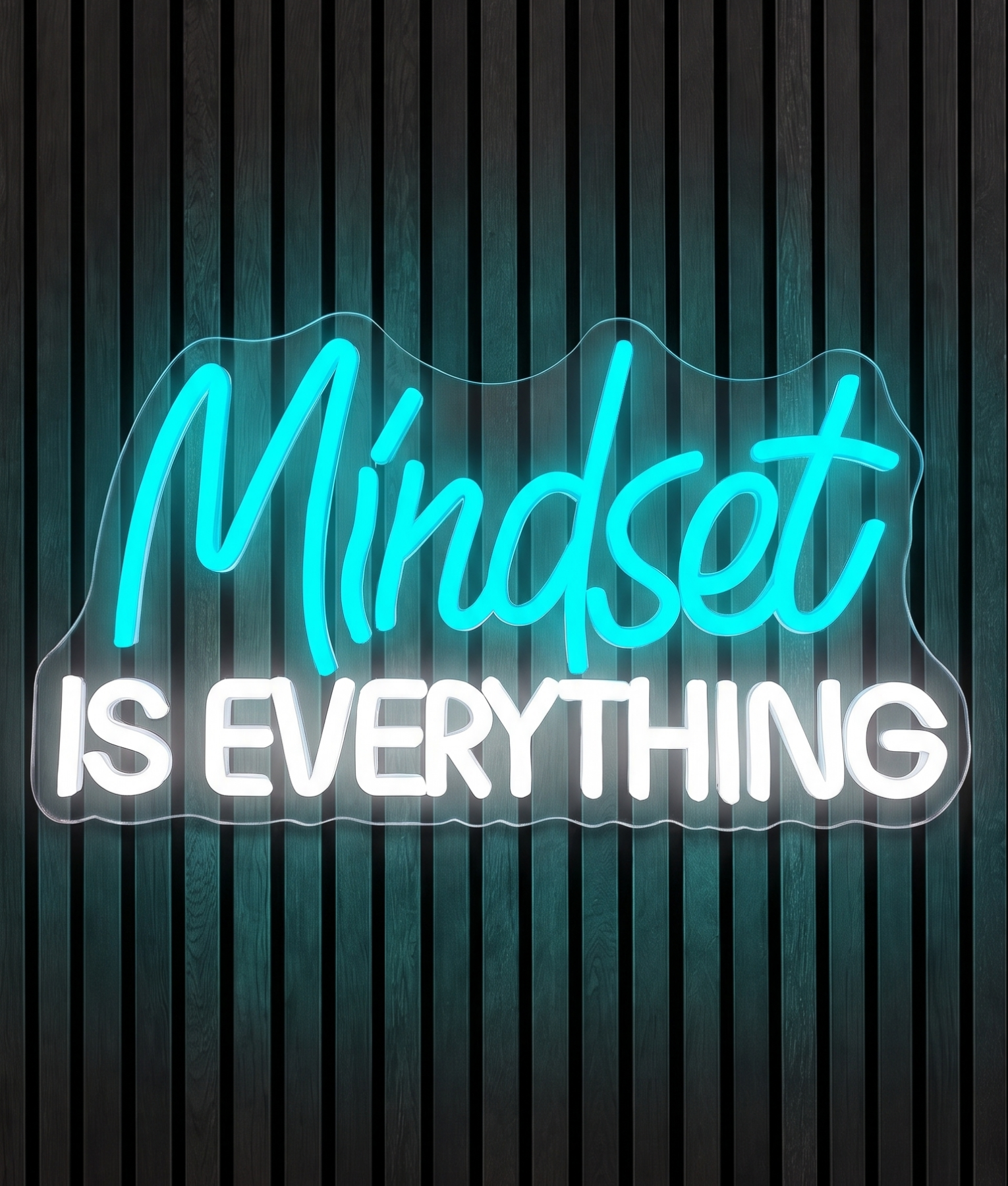 Mindset is everything neon lamp met de tekst Mindset is everything in helderblauw licht